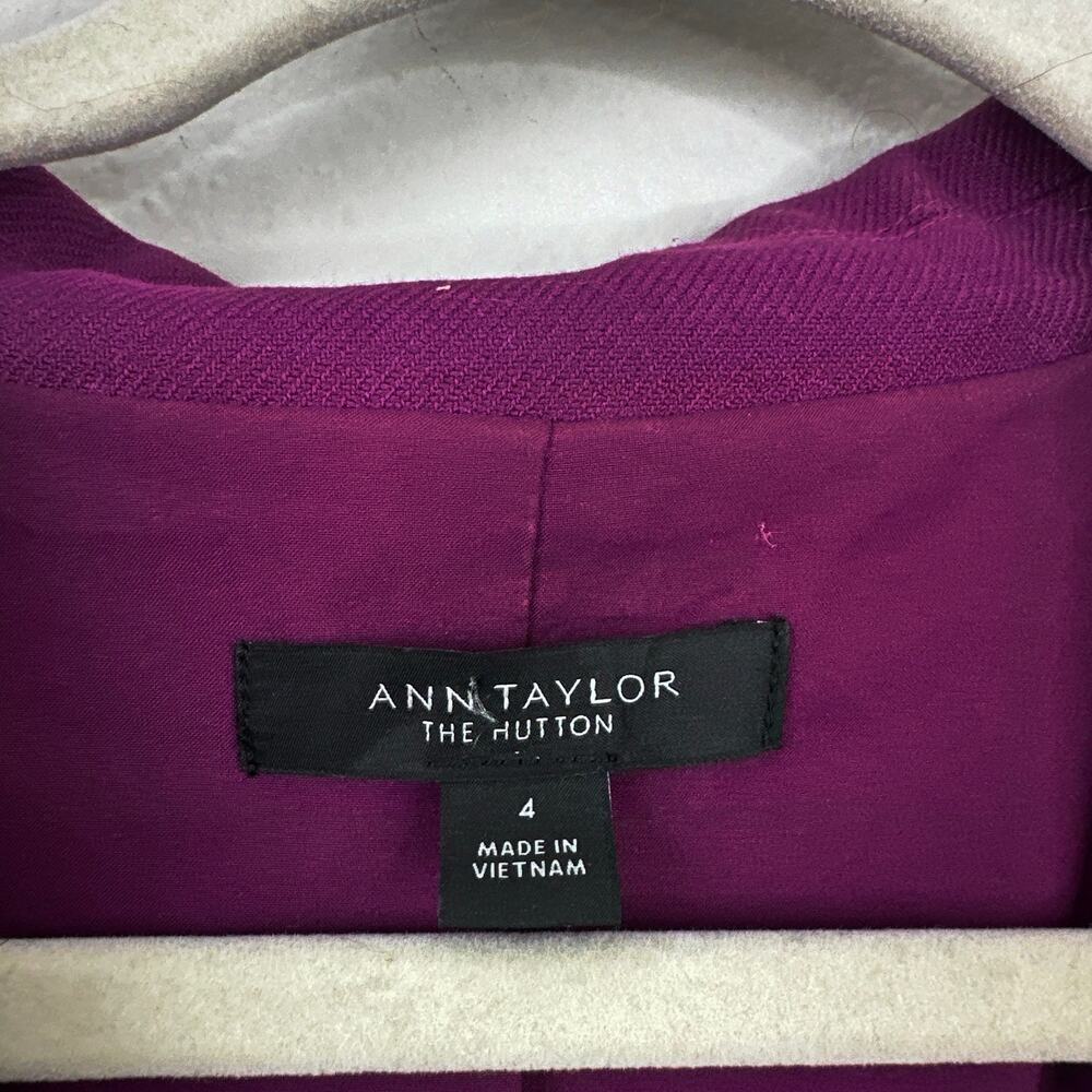 ANN TAYLOR Hutton Blazer Twill Pulsar Purple Size 4 Notched Collar Office Jacket - Picture 6 of 9